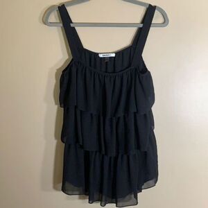 DKNYC Black Ruffled Tank Top